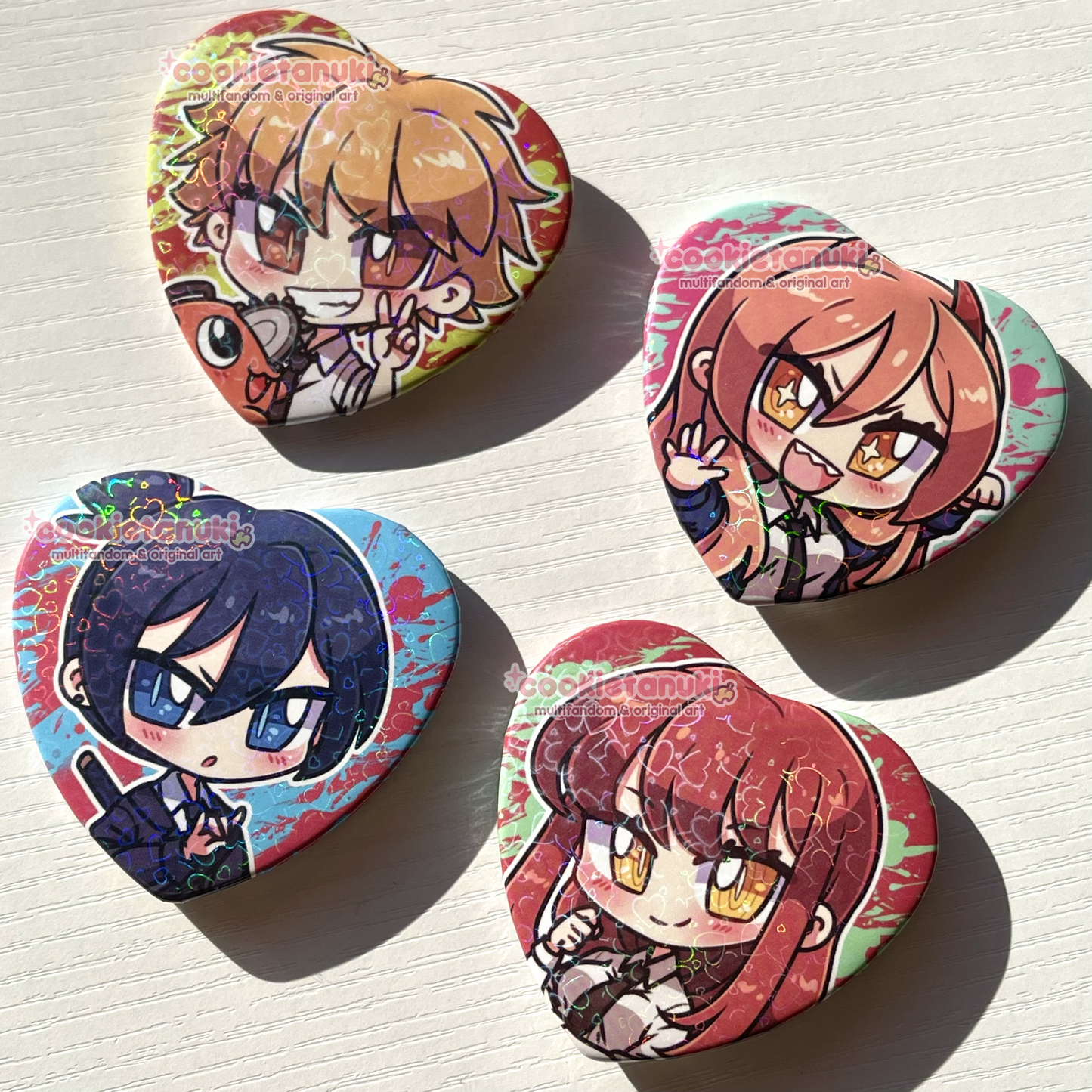 CSM Holo Heart Button Pins | Vol. 1