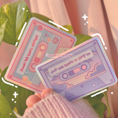 Lofi Beats Cassette Tape Holo Stickers