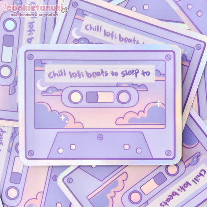 Lofi Beats Cassette Tape Holo Stickers