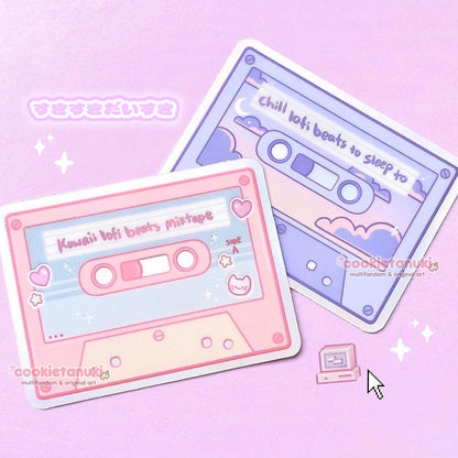 Lofi Beats Cassette Tape Holo Stickers