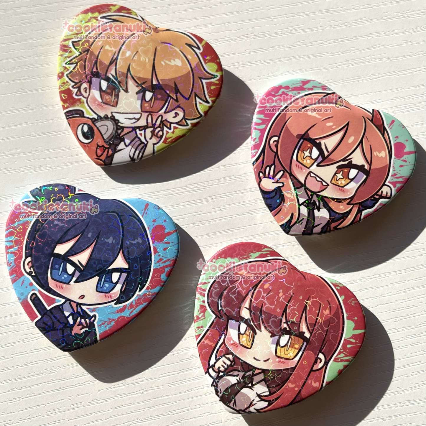 [RETIRING] CSM Holo Heart Button Pins | Vol. 1