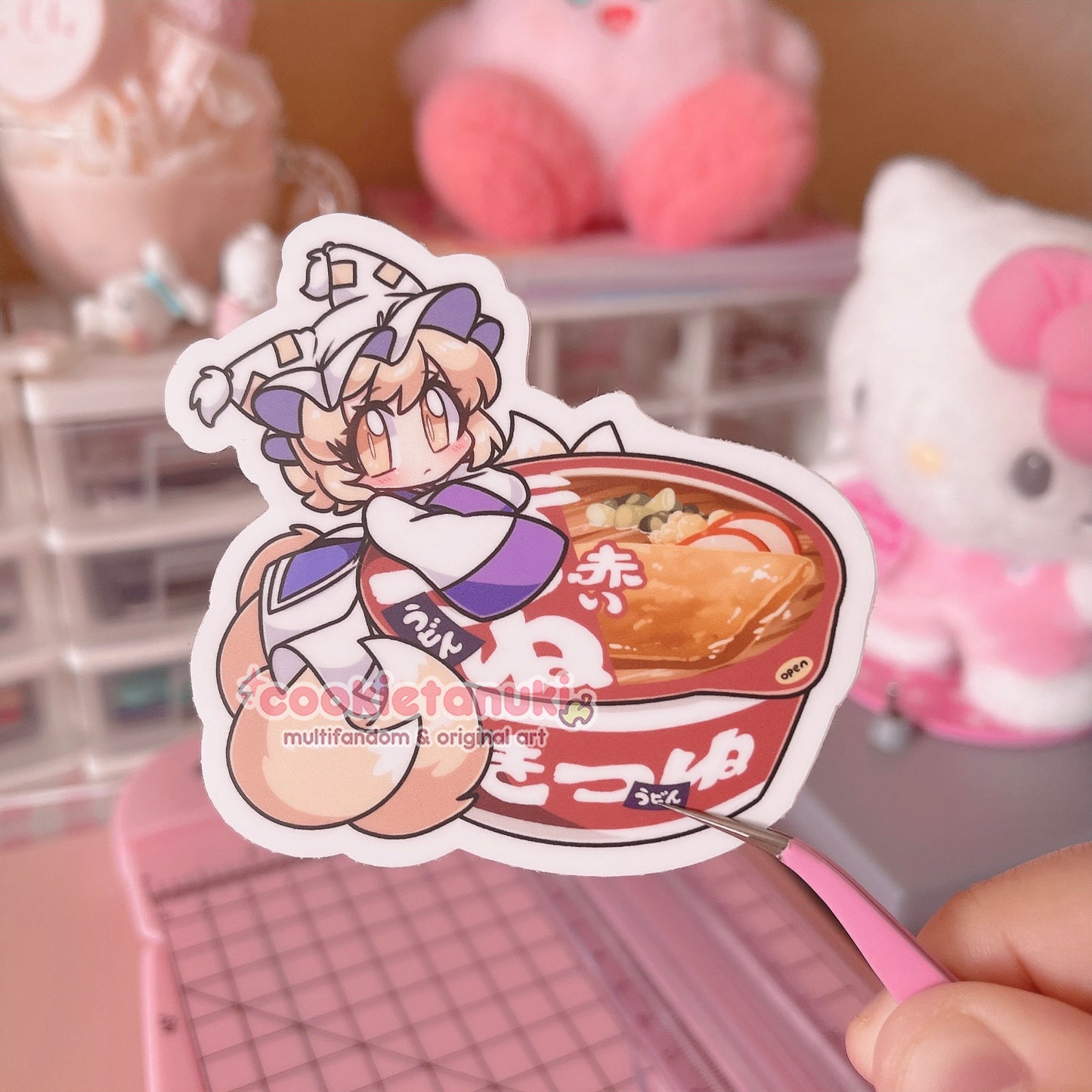 Red Kitsune Udon & Green Tanuki Soba Stickers